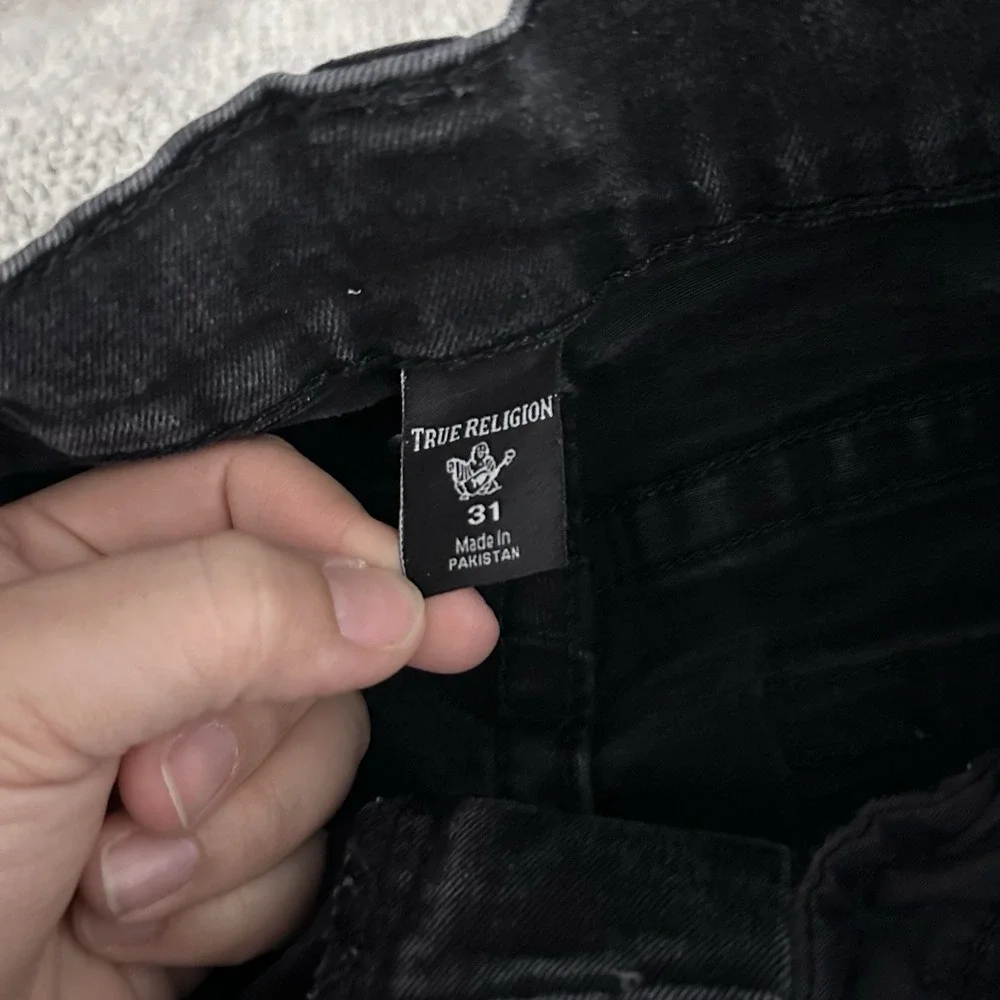 True Religion Jeans Mens 31 Black Denim Ricky‎ Relaxed Straight Flap Pocket